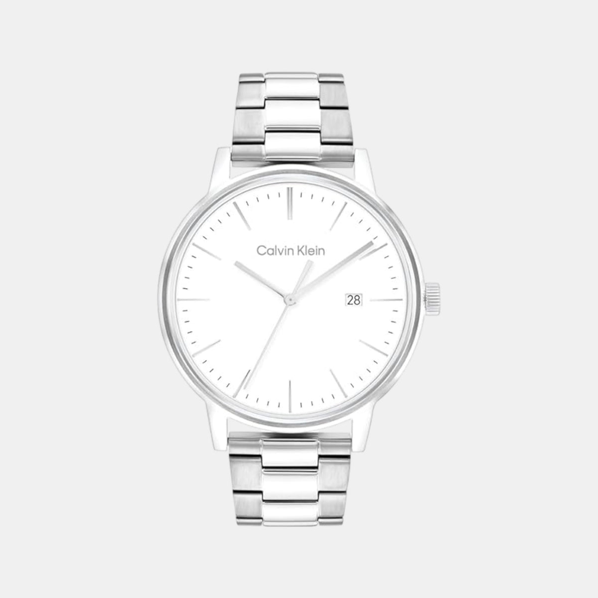 Linked Men Quartz White Dial Analog Stainless Steel Watch 25200477