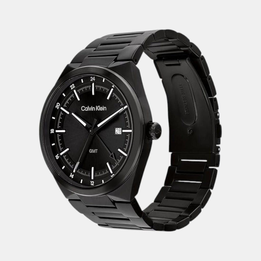Distinguish Men Quartz Black Dial Analog Stainless Steel Watch 25200490