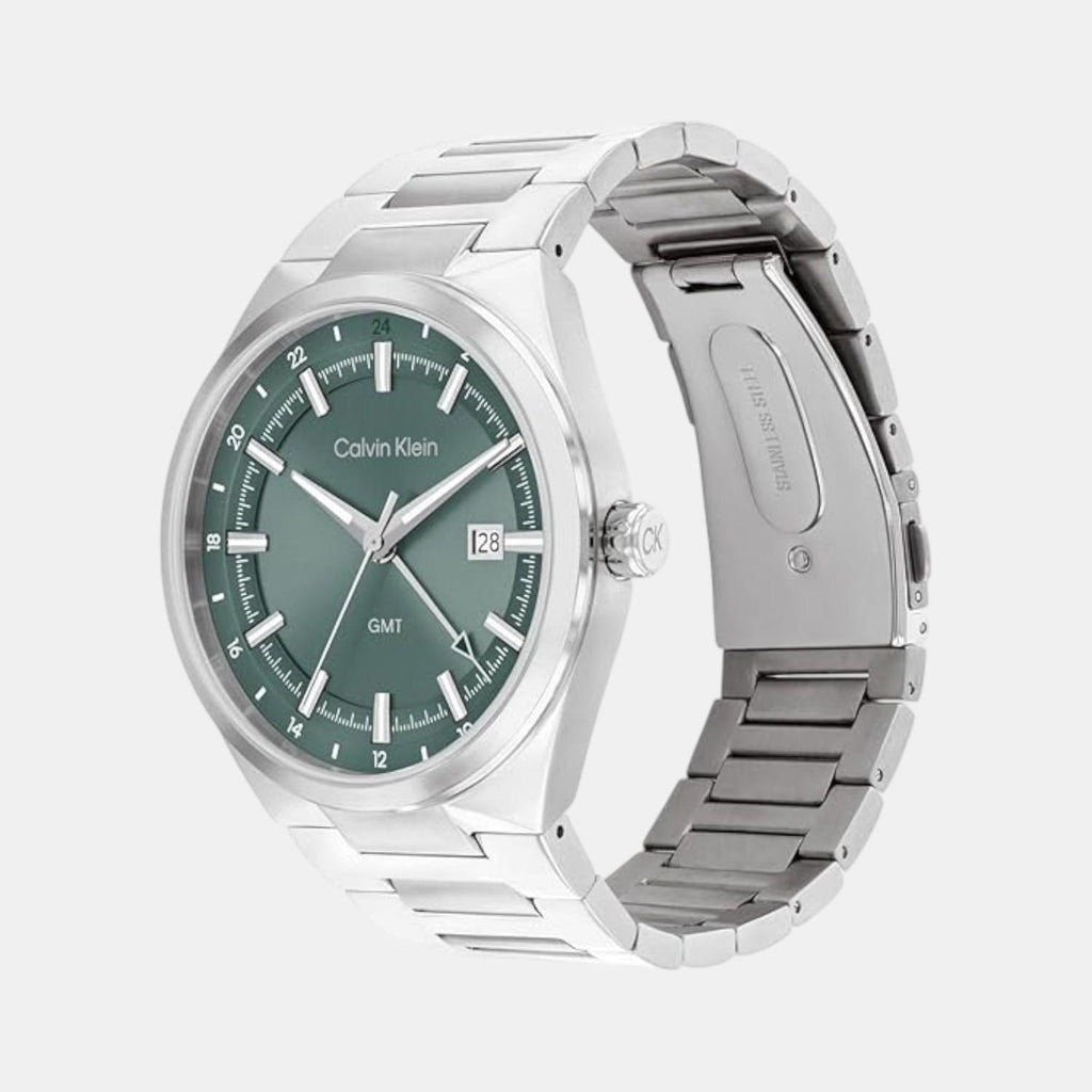 Distinguish Men Quartz Green Dial Analog Stainless Steel Watch 25200492