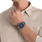 Men Quartz Blue Dial Chronograph Stainless Steel Watch 25200495