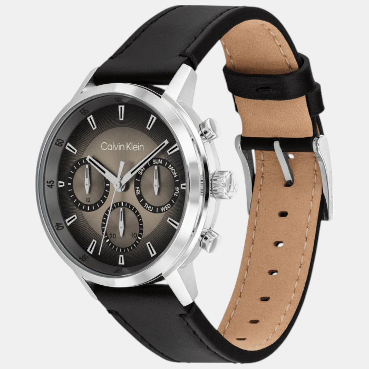 Gauge Men Quartz Brown Dial Multi-Function Leather Watch 25200496