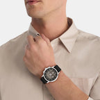 Gauge Men Quartz Dark Brown Dial Multi-Function Leather Watch 25200496