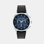 Gauge Men Quartz Blue Dial Multi-Function Leather Watch 25200497