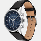 Gauge Men Quartz Blue Dial Multi-Function Leather Watch 25200497