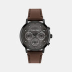 Gauge Men Quartz Grey Dial Multi-Function Leather Watch 25200498