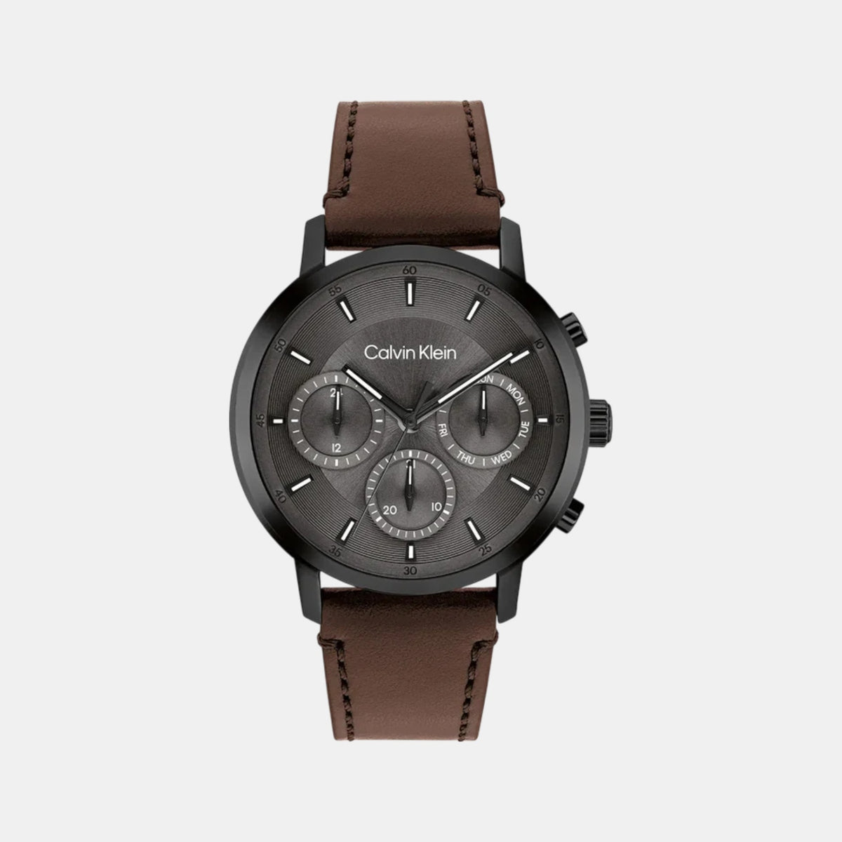Gauge Men Quartz Grey Dial Multi-Function Leather Watch 25200498