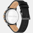 Gauge Men Quartz Black Dial Multi-Function Leather Watch 25200499