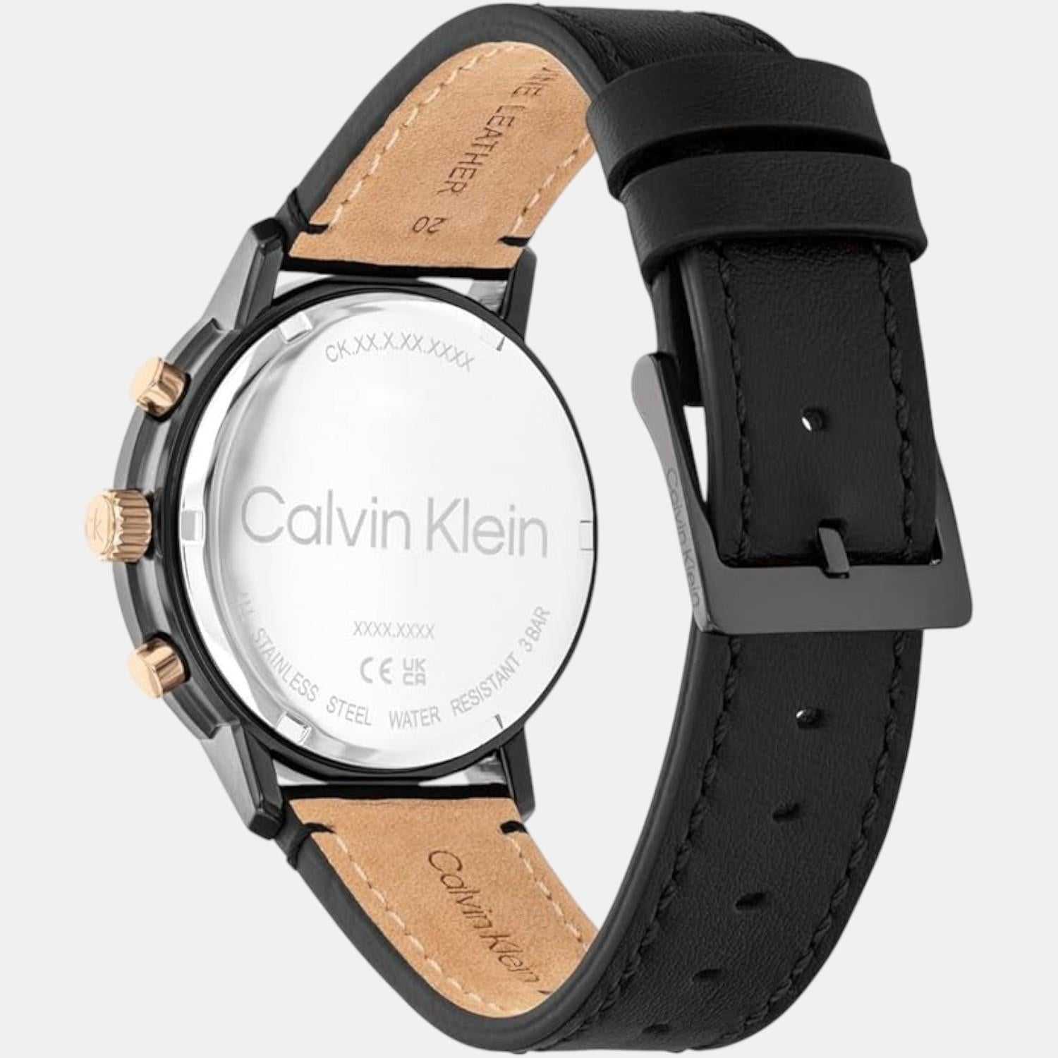 Gauge Men Quartz Black Dial Multi-Function Leather Watch 25200499