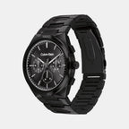 Distinguish Men Quartz Black Dial Multi-Function Stainless Steel Watch 25200505