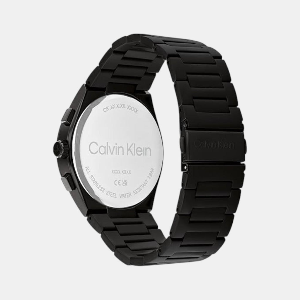 Distinguish Men Quartz Black Dial Multi-Function Stainless Steel Watch 25200505