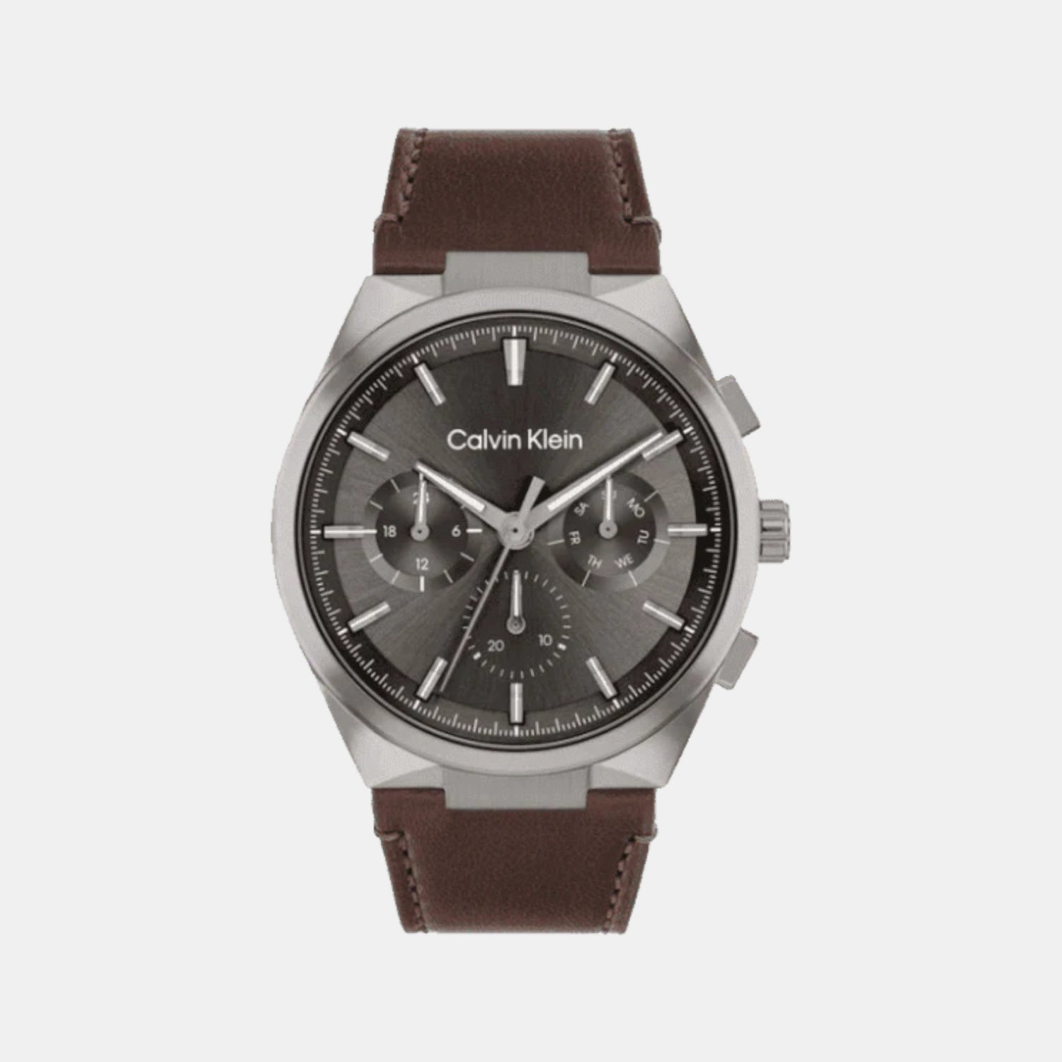 Distinguish Men Quartz Gunmetal Dial Multi-Function Leather Watch 25200508