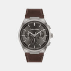 Distinguish Men Quartz Gunmetal Dial Multi-Function Leather Watch 25200508