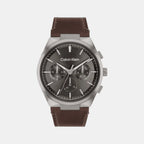 Distinguish Men Quartz Gunmetal Dial Multi-Function Leather Watch 25200508