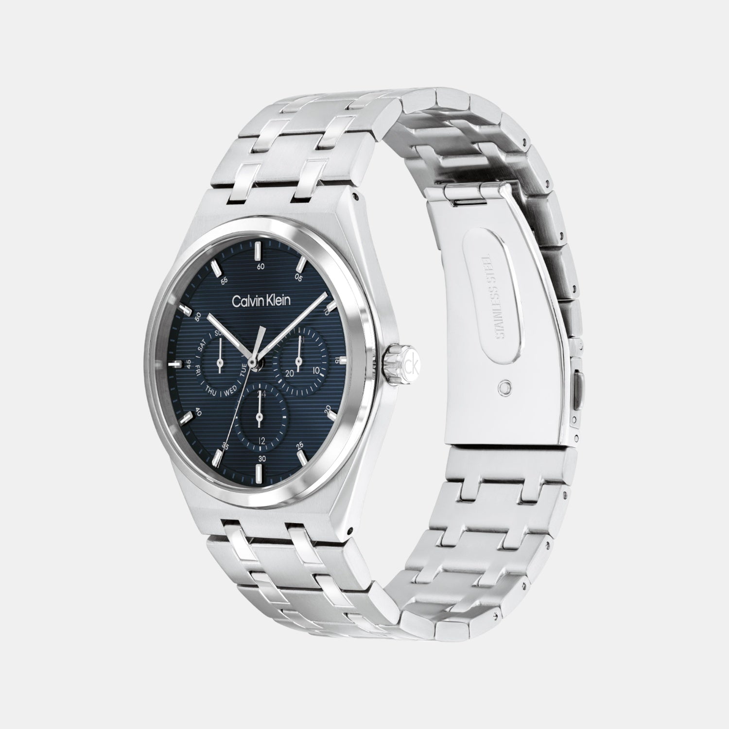 Ck Motion Men Quartz Blue Dial Multi-Function Stainless Steel Watch 25200520