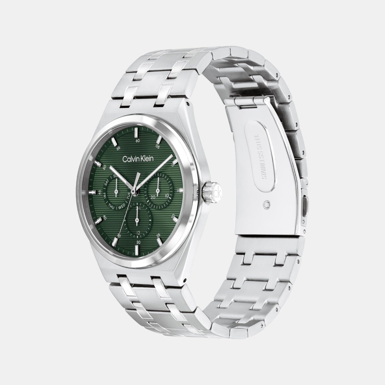 Ck Motion Men Quartz Green Dial Multi-Function Stainless Steel Watch 25200521