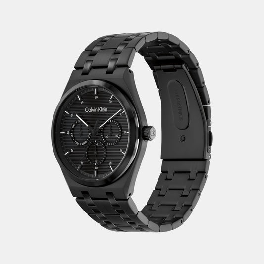 Ck Motion Men Quartz Black Dial Multi-Function Stainless Steel Watch 25200522