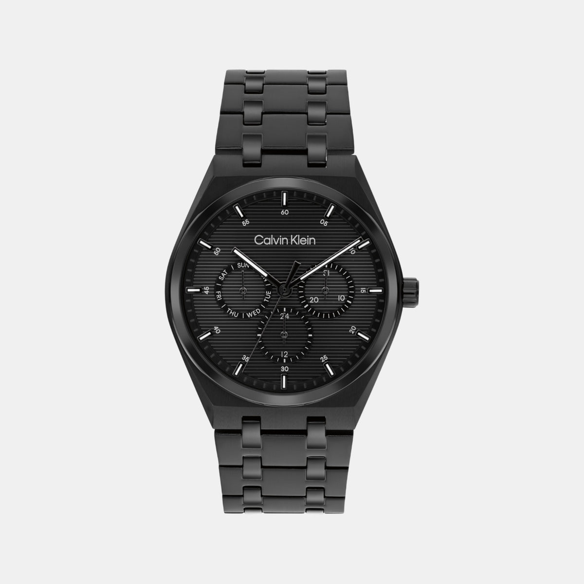 Ck Motion Men Quartz Black Dial Multi-Function Stainless Steel Watch 25200522