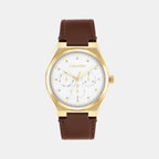 Ck Motion Men Quartz White Dial Multi-Function Leather Watch 25200523