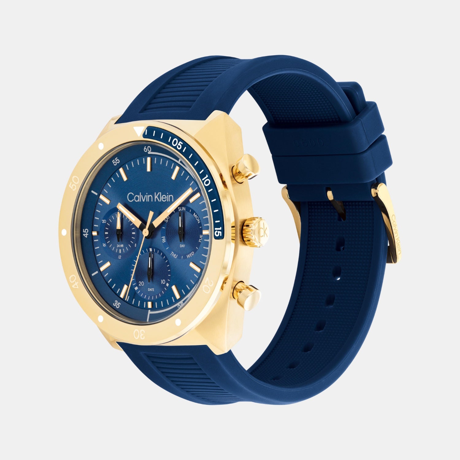 Ck Flex Men Quartz Blue Dial Multi-Function Silicone Watch 25200534