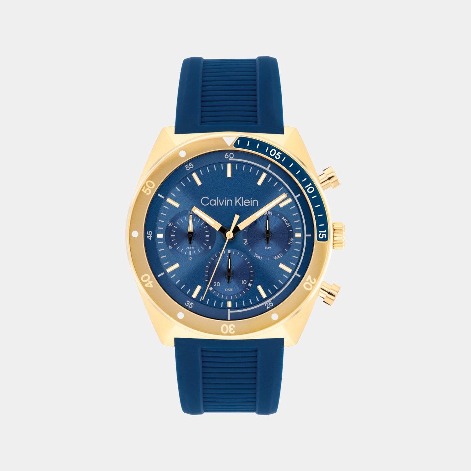 Ck Flex Men Quartz Blue Dial Multi-Function Silicone Watch 25200534