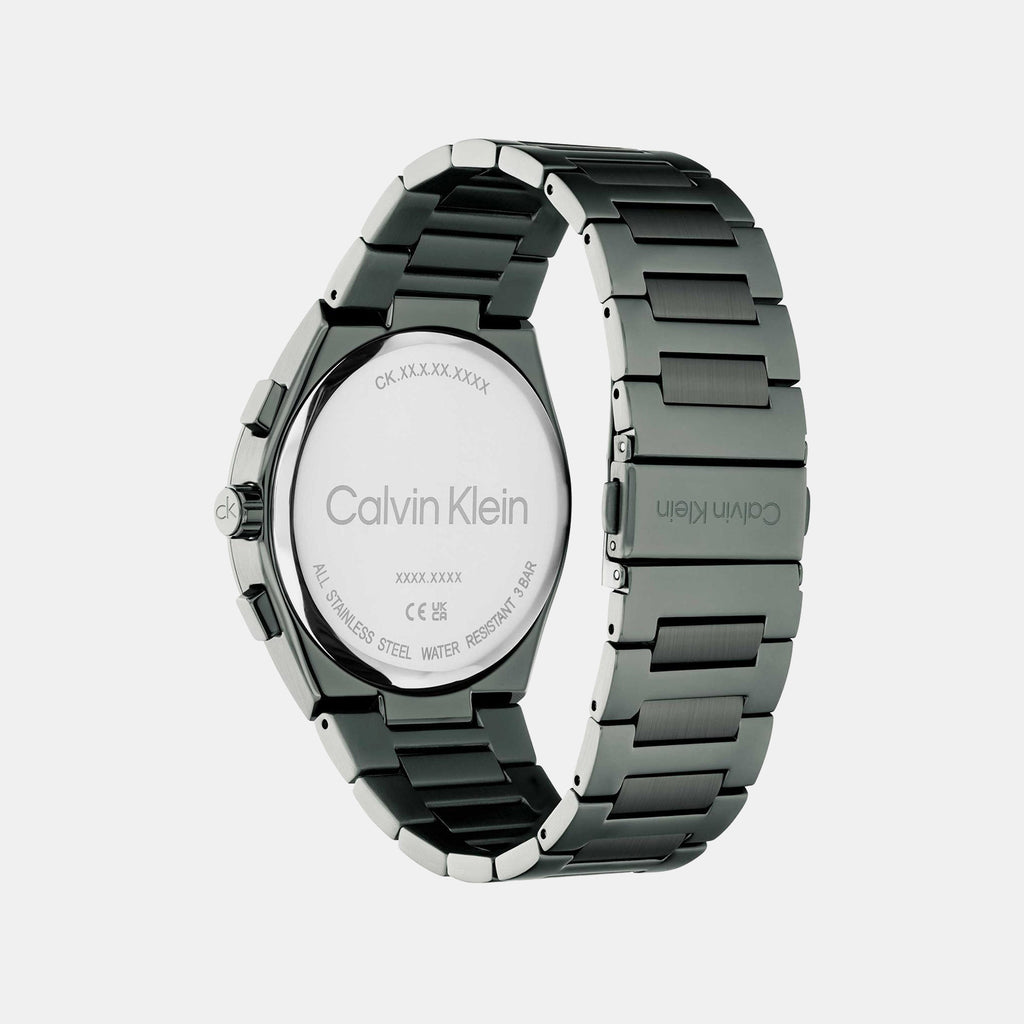 Distinguish Men Quartz Green Dial Multi-Function Stainless Steel Watch 25200535