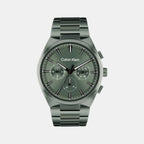 Distinguish Men Quartz Green Dial Multi-Function Stainless Steel Watch 25200535