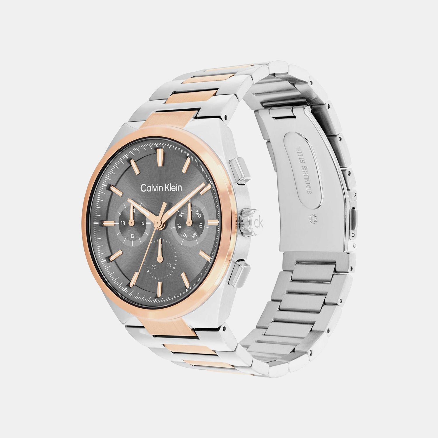 Distinguish Men Quartz Gunmetal Dial Multi-Function Stainless Steel Watch 25200536