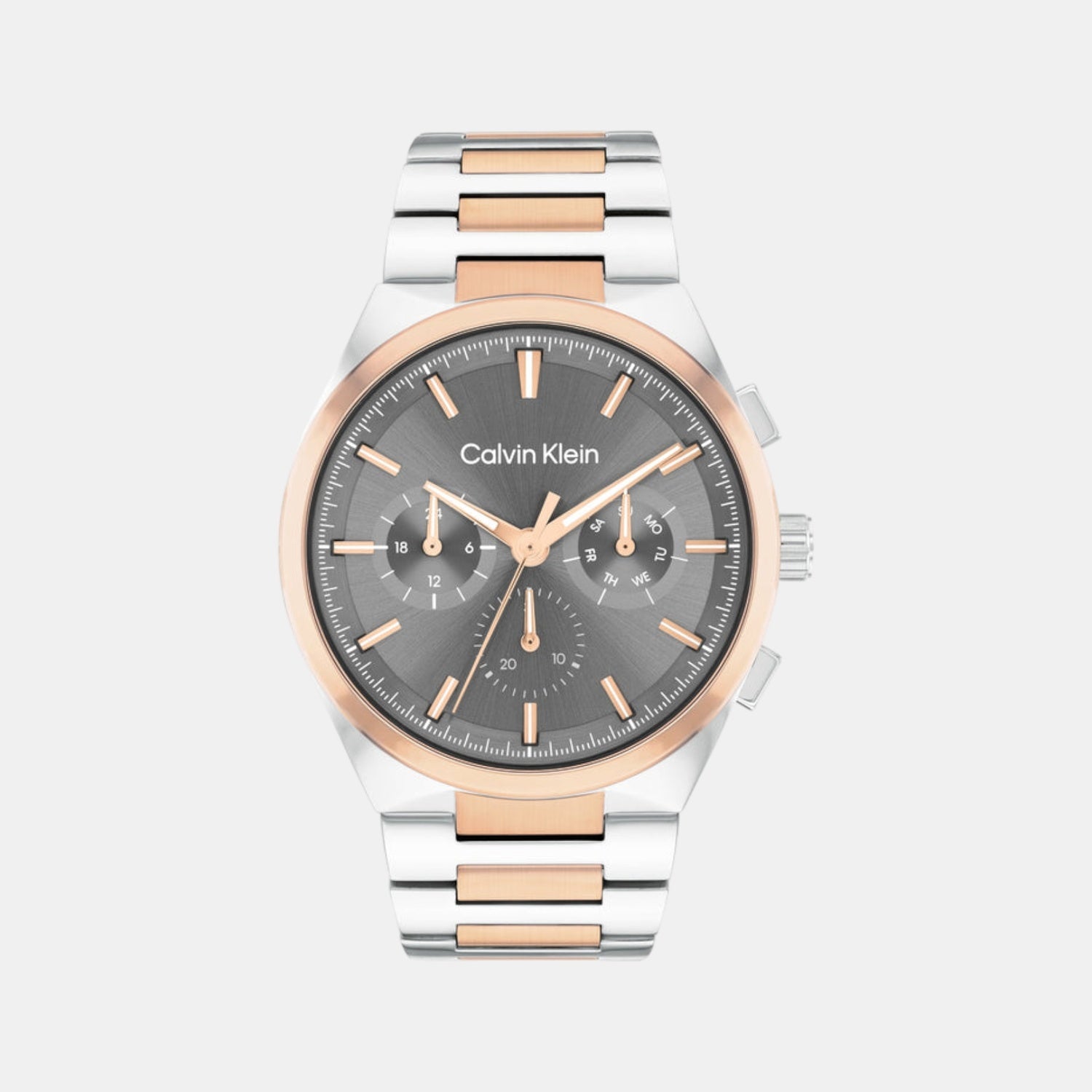 Distinguish Men Quartz Gunmetal Dial Multi-Function Stainless Steel Watch 25200536