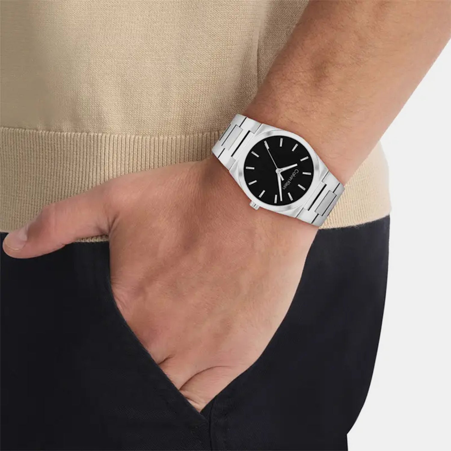 Ck Empower Men Quartz Black Dial Analog Stainless Steel Watch 25200543