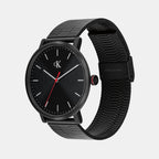 Men Quartz Black Dial Analog Stainless Steel Watch 25200550