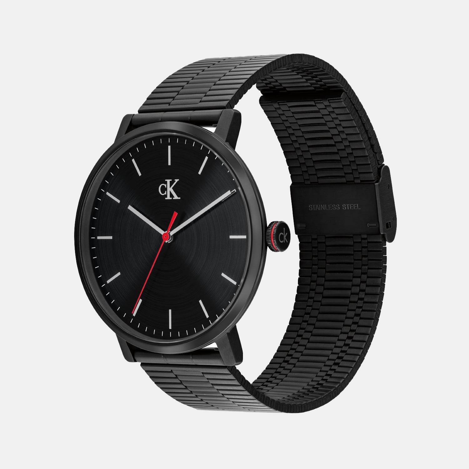 Men Quartz Black Dial Analog Stainless Steel Watch 25200550