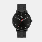 Men Quartz Black Dial Analog Stainless Steel Watch 25200550