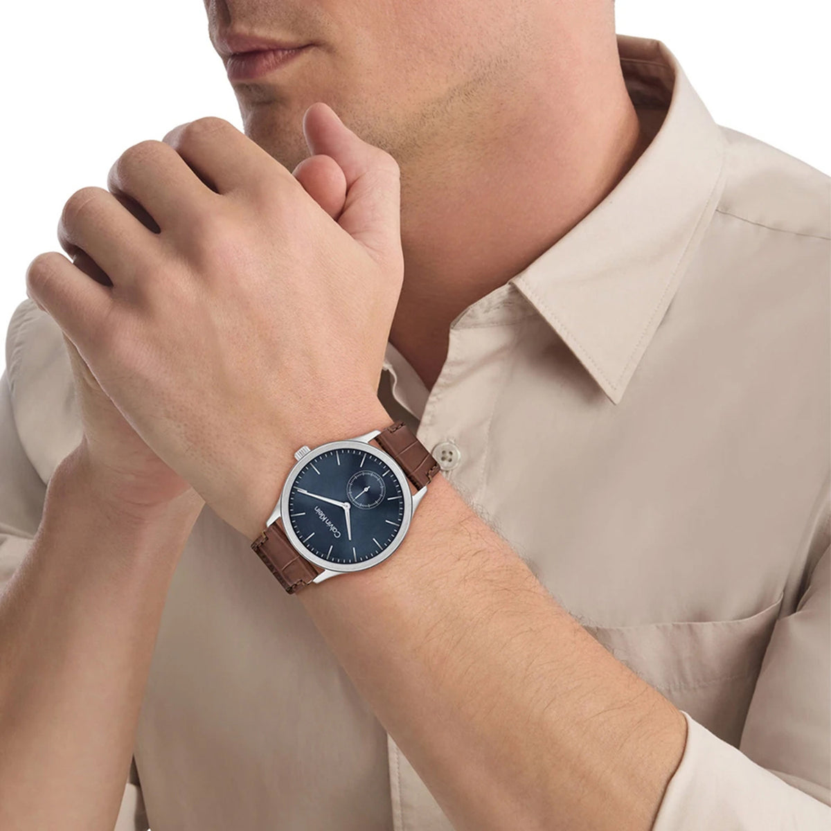 Ck Tailored Men Quartz Blue Dial Analog Leather Watch 25200552