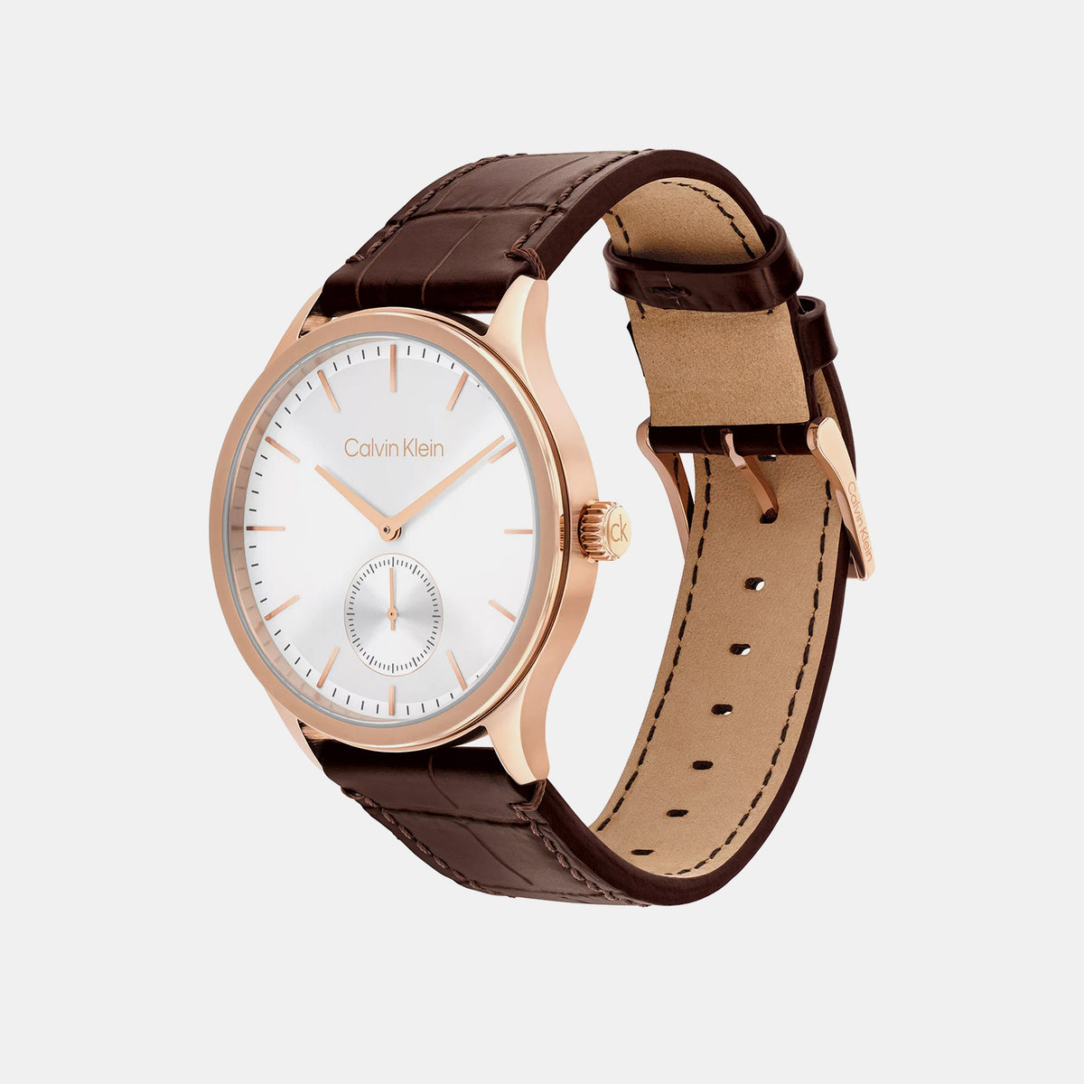 Ck Tailored Men Quartz Silver Dial Analog Leather Watch 25200553