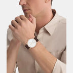 Ck Tailored Men Quartz Silver Dial Analog Leather Watch 25200553