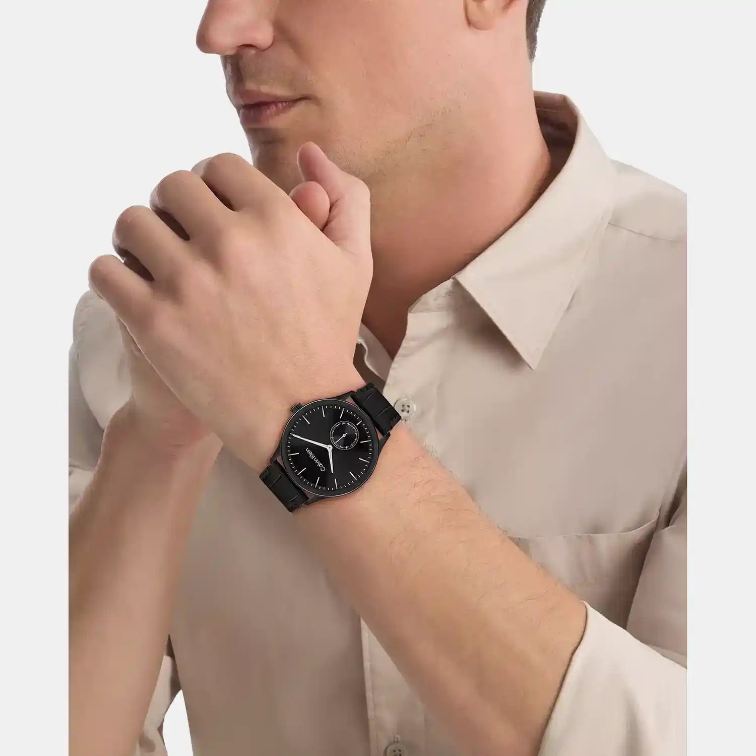 Ck Tailored Men Quartz Black Dial Analog Leather Watch 25200555