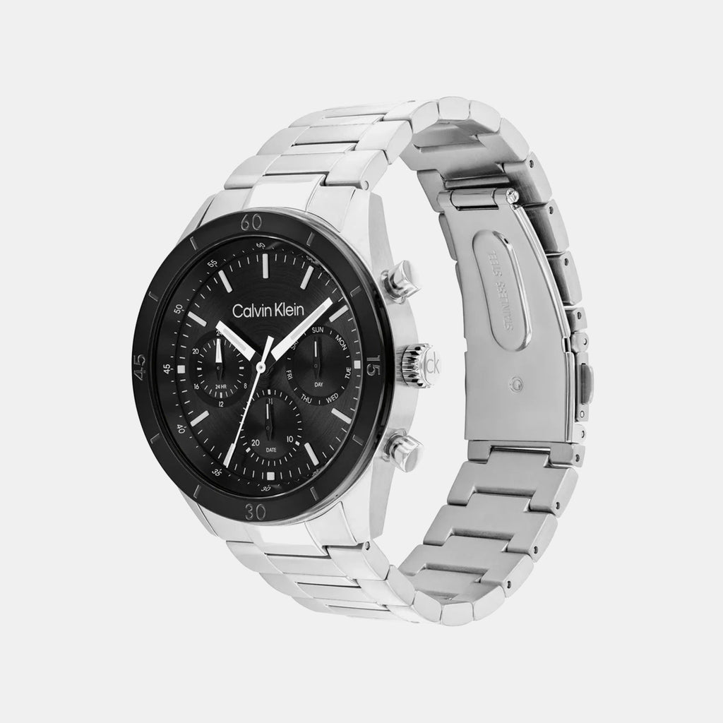 Performance Men Quartz Black Dial Analog Stainless Steel Watch 25200557