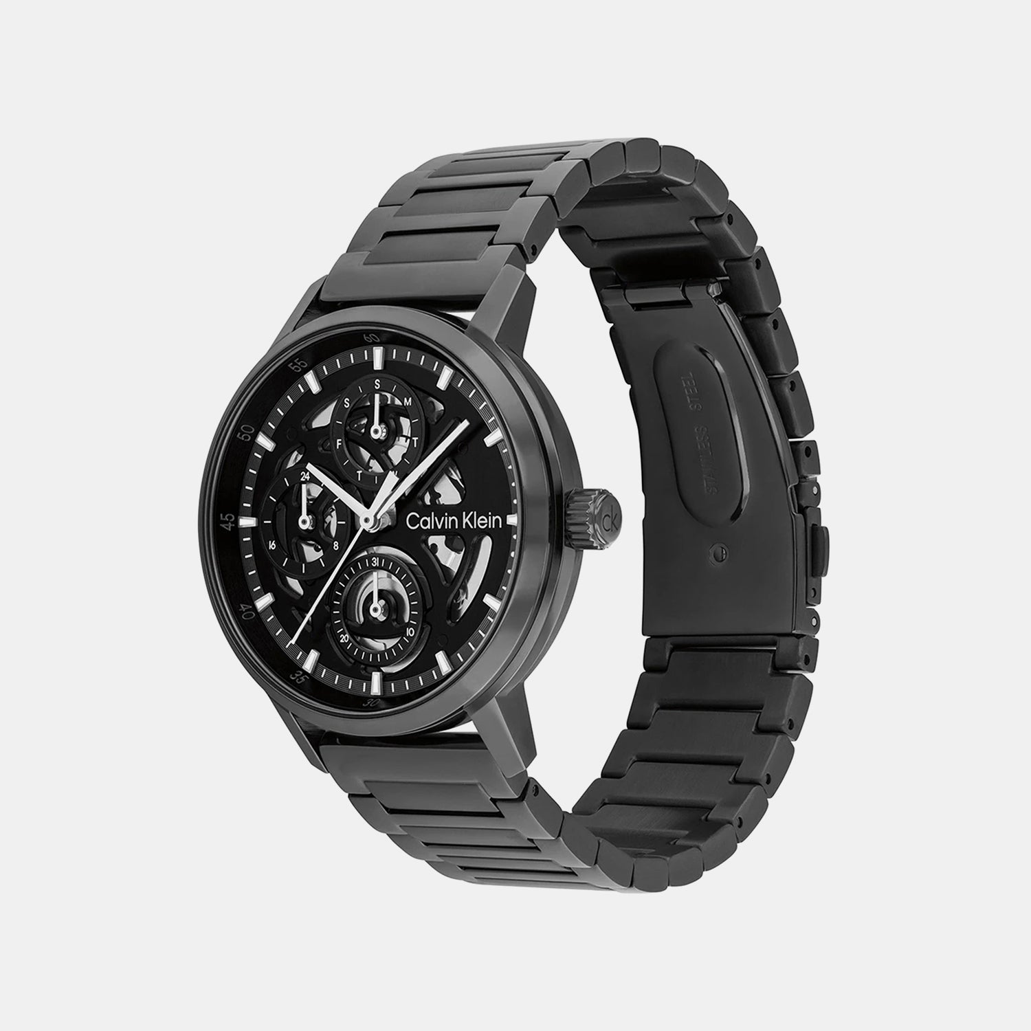 Gauge Men Quartz Black Dial Chronograph Stainless Steel Watch 25200563
