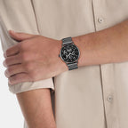 Gauge Men Quartz Black Dial Chronograph Stainless Steel Watch 25200563