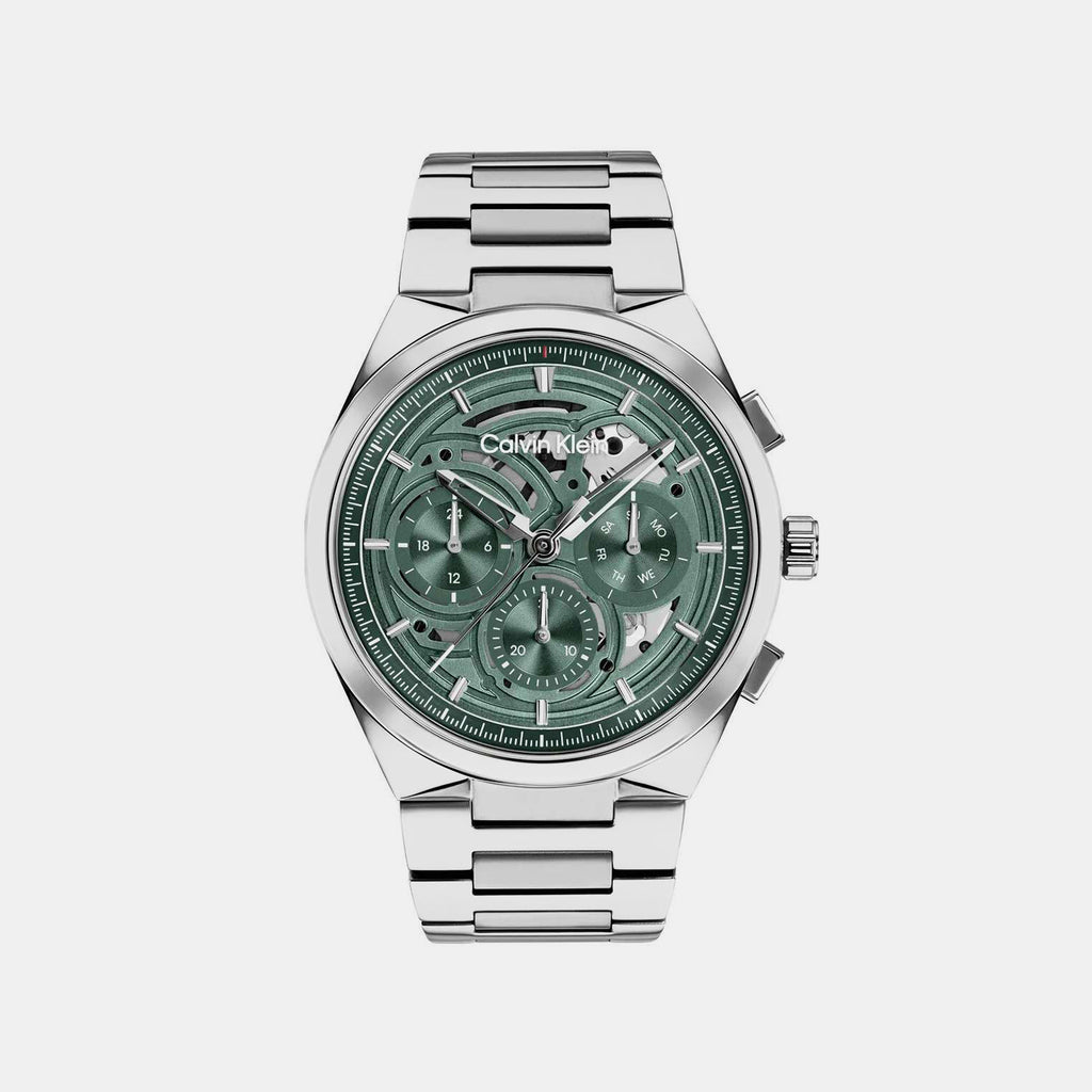 Men Quartz Green Dial Chronograph Stainless Steel Watch 25200572