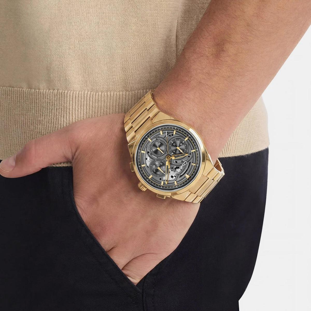 Men Quartz Grey Dial Chronograph Stainless Steel Watch 25200573