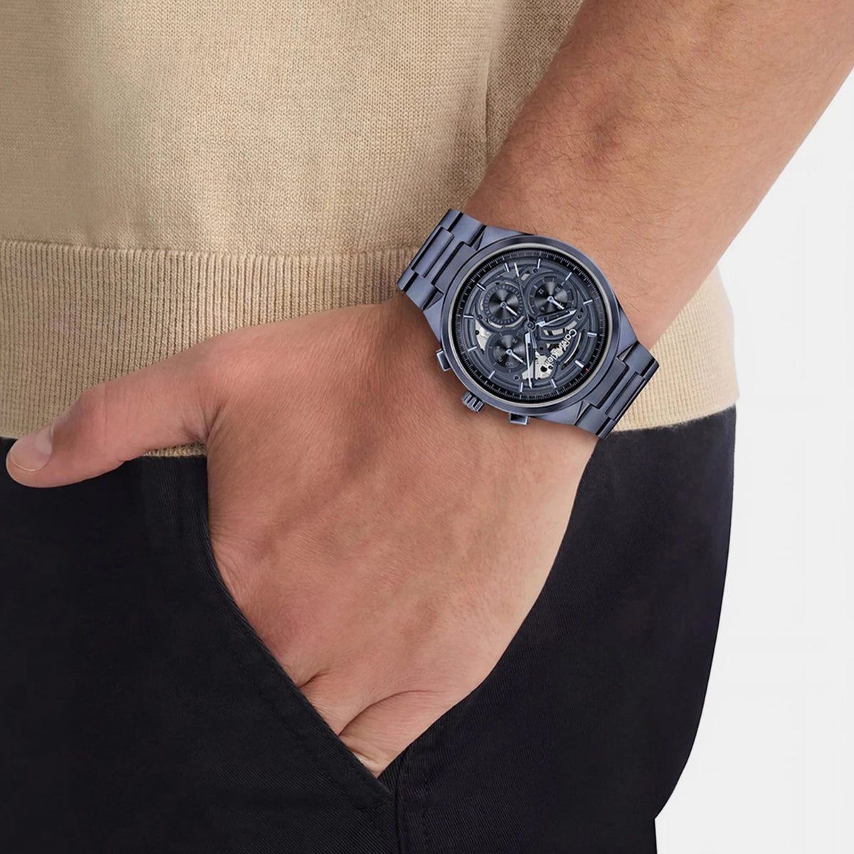 Men Quartz Blue Dial Chronograph Stainless Steel Watch 25200574