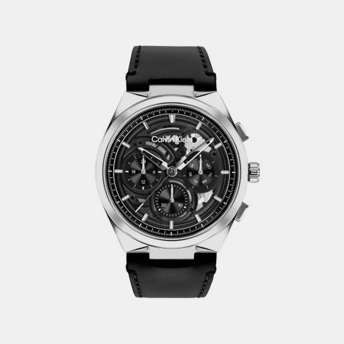 Men Quartz Black Dial Chronograph Leather Watch 25200575