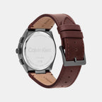 Men Quartz Grey Dial Chronograph Leather Watch 25200576