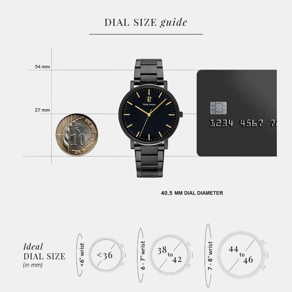 Essential Men Quartz Black Dial Analog Stainless Steel Watch 252G439