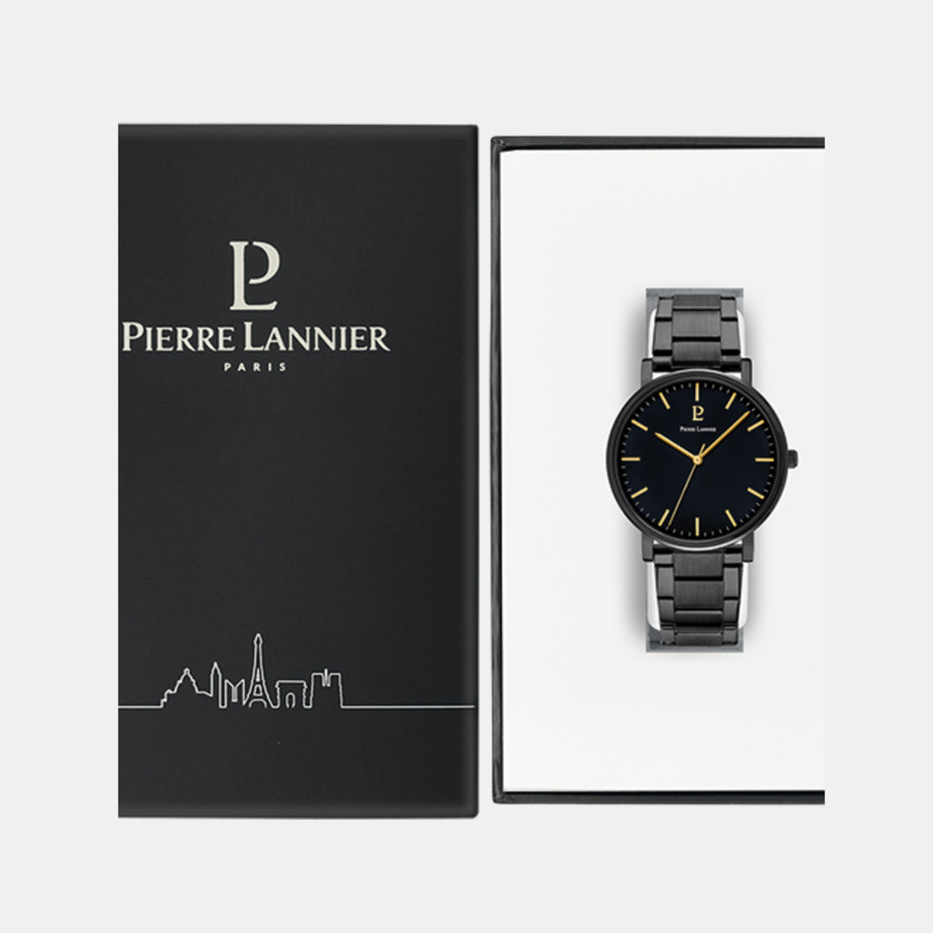 Pierre Lannier Essential Men Quartz Black Dial Analog Stainless Steel Watch 252G439-3
