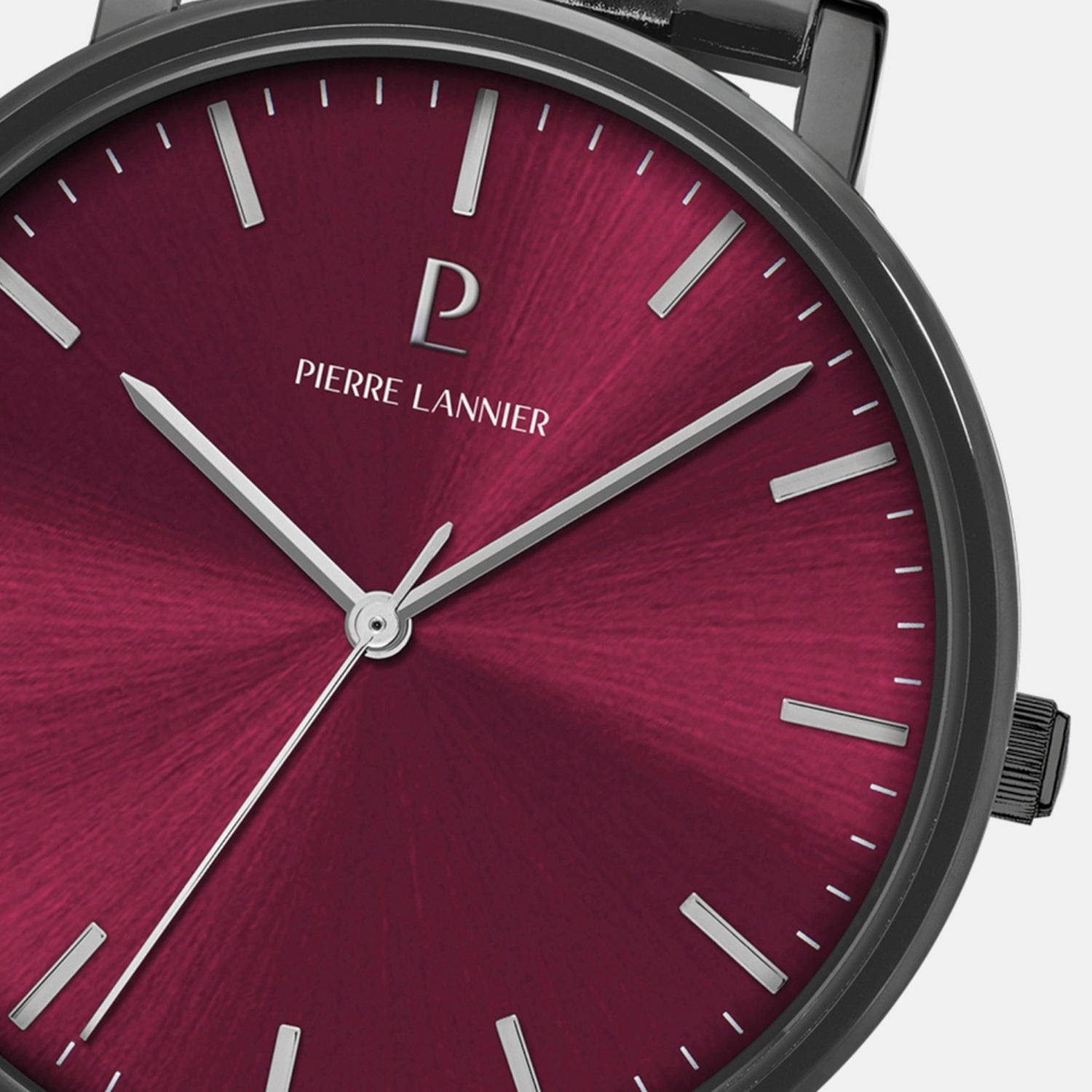 Essential Men Quartz Burgundy Dial Analog Stainless Steel Watch 252G459