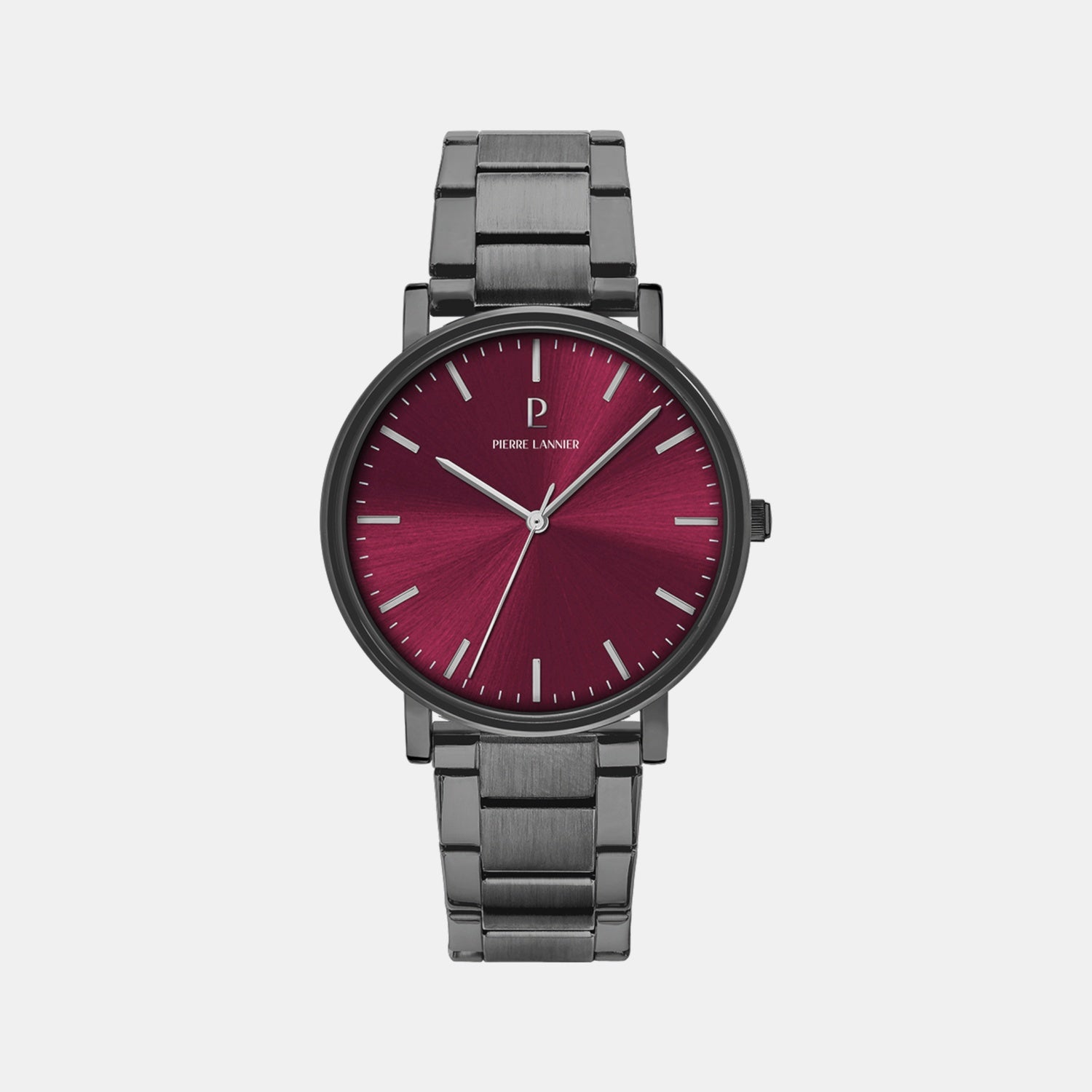 Essential Men Quartz Burgundy Dial Analog Stainless Steel Watch 252G459