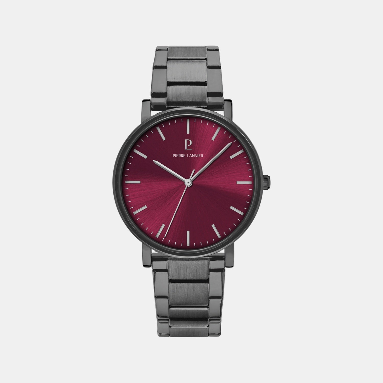 Essential Men Quartz Burgundy Dial Analog Stainless Steel Watch 252G459