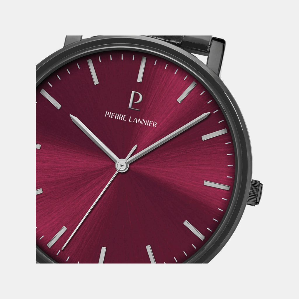 Essential Men Quartz Burgundy Dial Analog Stainless Steel Watch 252G459